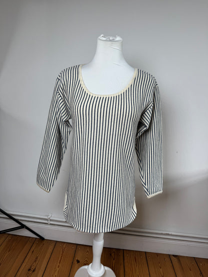 Vintage Yves Saint Laurent Striped Wool Sweater 36/S Navy beige