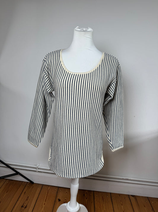 Vintage Yves Saint Laurent Striped Wool Sweater 36/S Navy beige