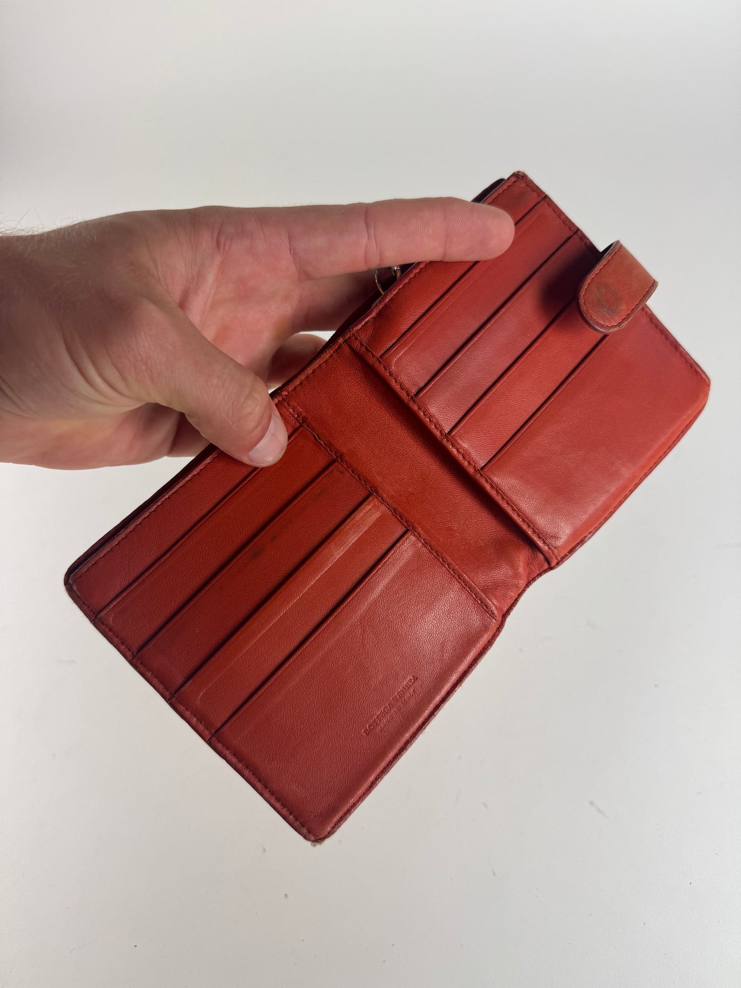 Vintage Bottega Veneta Intrecciato Leather wallet Orange