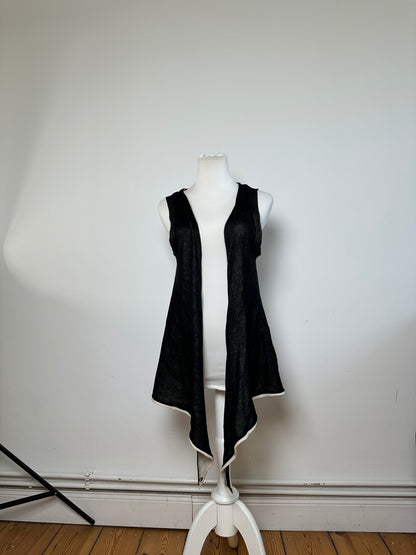 Vintage Issey Miyake Wool Wrap Top Black Cream M