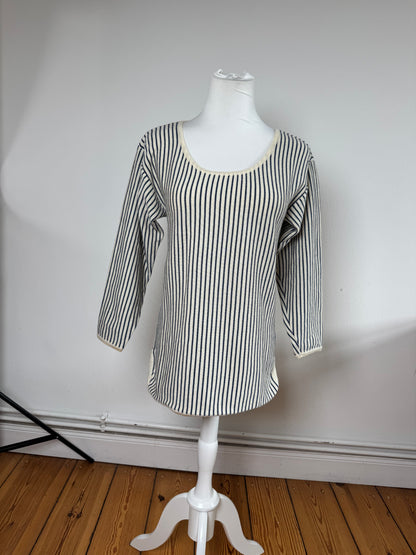 Vintage Yves Saint Laurent Striped Wool Sweater 36/S Navy beige