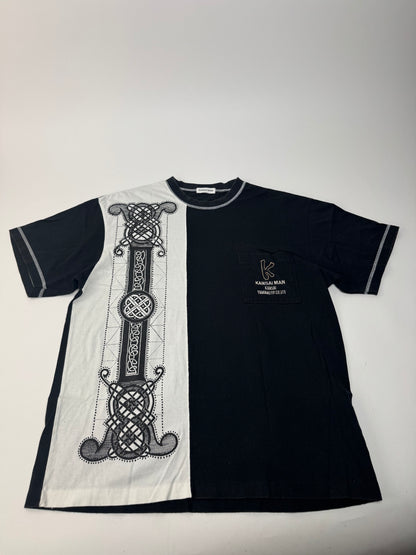 Vintage Kansai Yamamoto Abstract Mens T-shirt Black White M/L