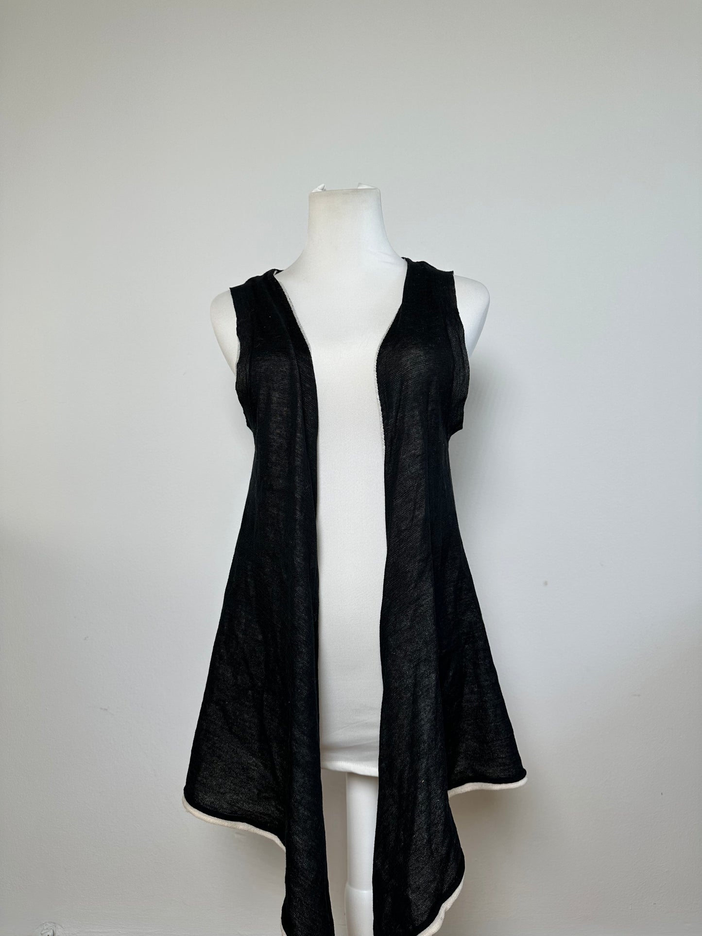 Vintage Issey Miyake Wool Wrap Top Black Cream M