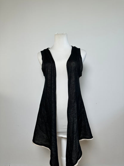 Vintage Issey Miyake Wool Wrap Top Black Cream M