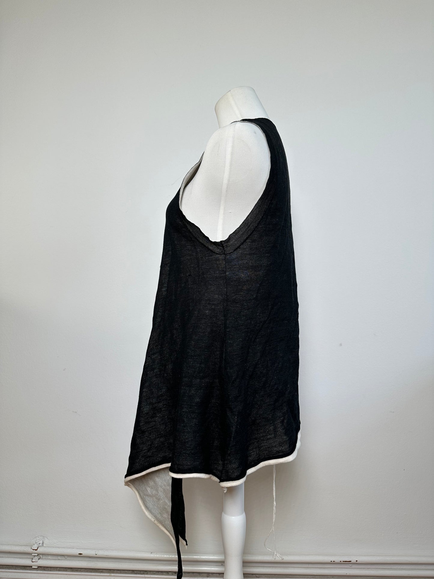 Vintage Issey Miyake Wool Wrap Top Black Cream M