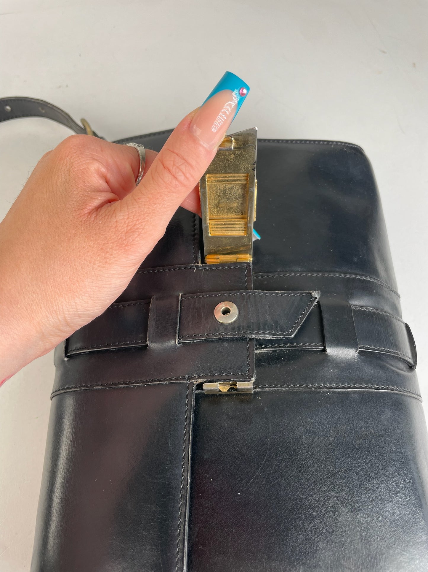 Celine Classic Shoulder Bag Black Leather Gold Detail
