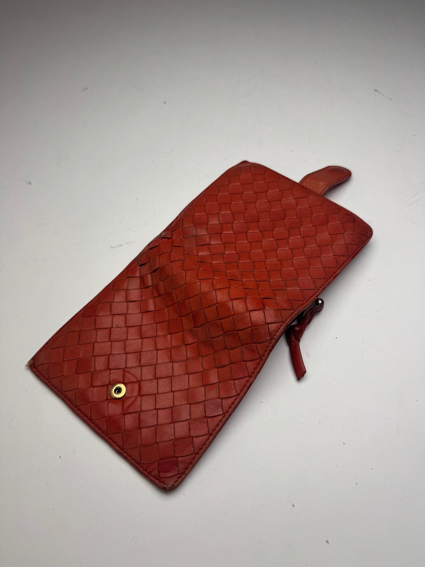 Vintage Bottega Veneta Intrecciato Leather wallet Orange