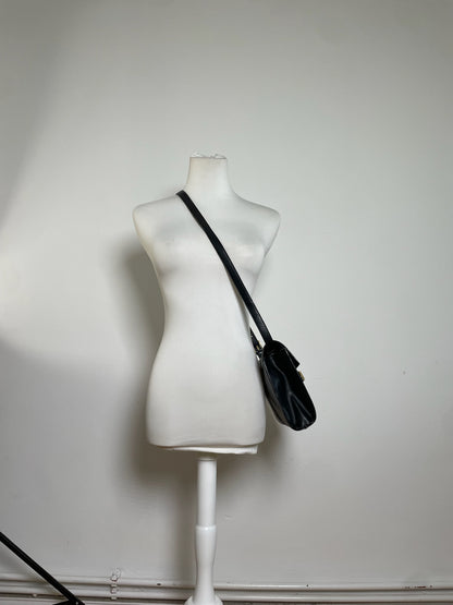 Celine Classic Shoulder Bag Black Leather Gold Detail