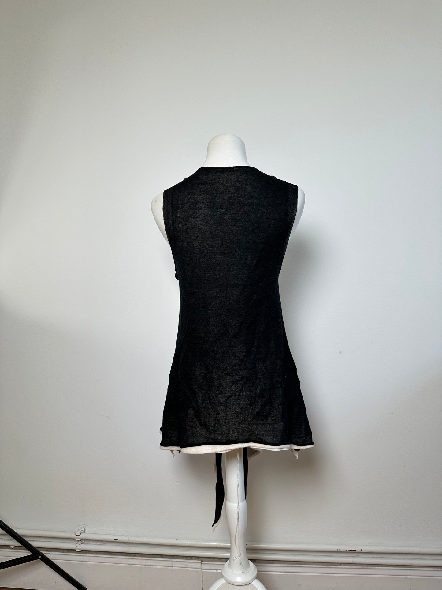 Vintage Issey Miyake Wool Wrap Top Black Cream M