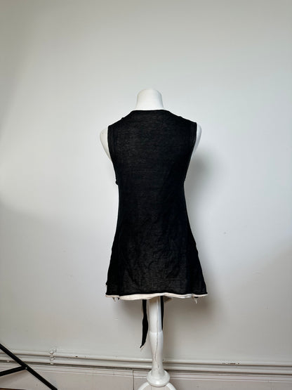 Vintage Issey Miyake Wool Wrap Top Black Cream M