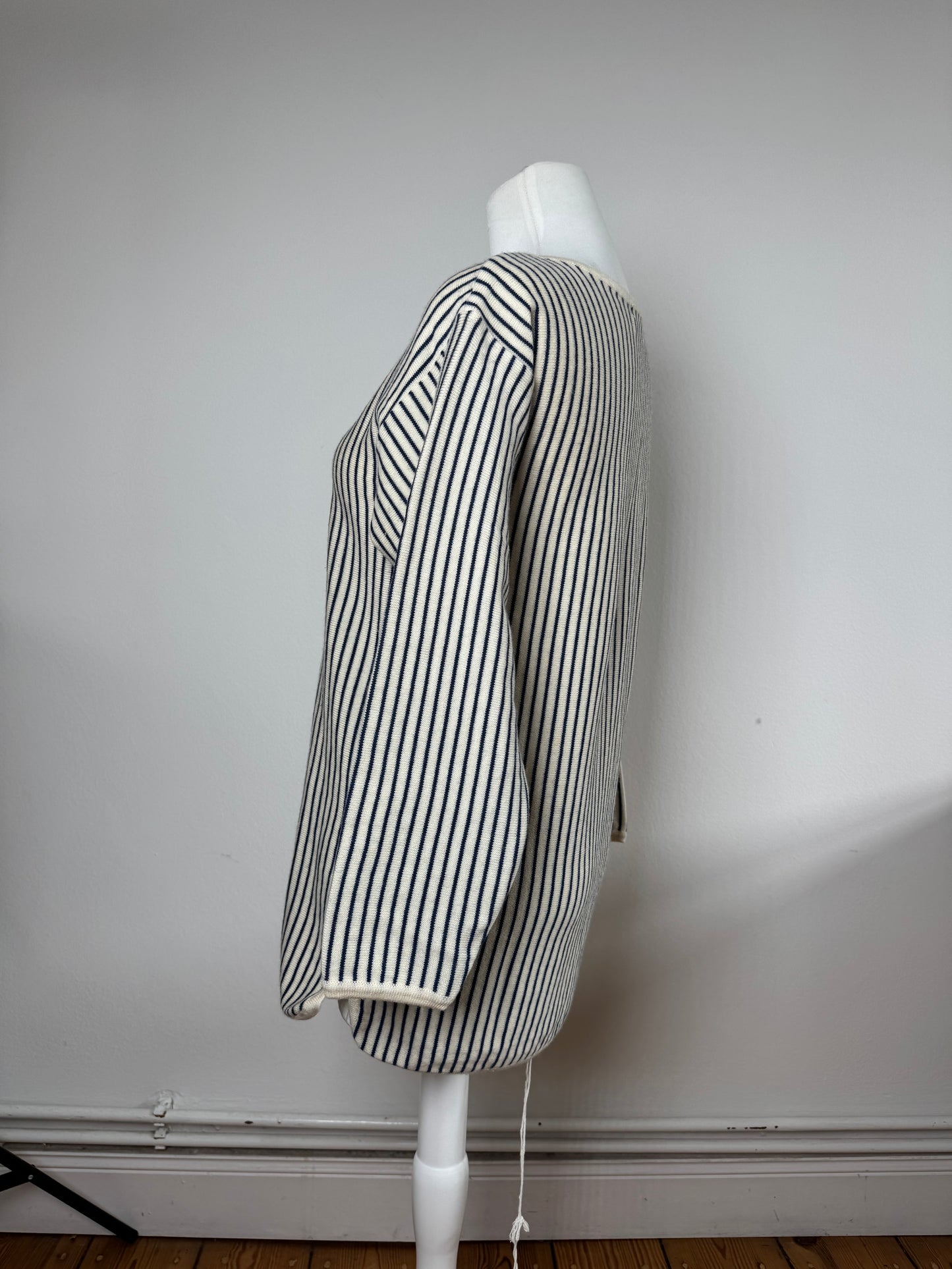 Vintage Yves Saint Laurent Striped Wool Sweater 36/S Navy beige