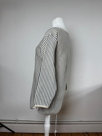 Vintage Yves Saint Laurent Striped Wool Sweater 36/S Navy beige