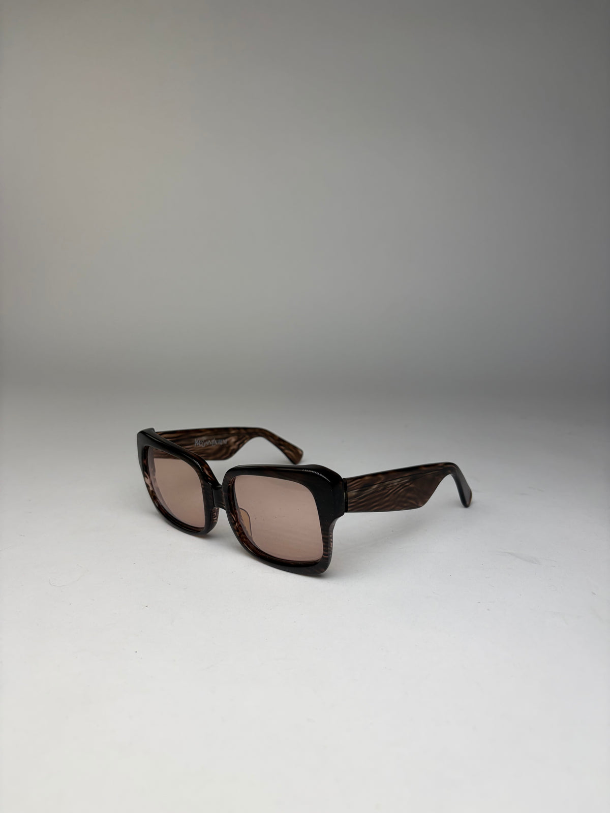 Vintage Yves Saint Laurent Chunky Acetate Sunglasses Late 1990s Brown Pink