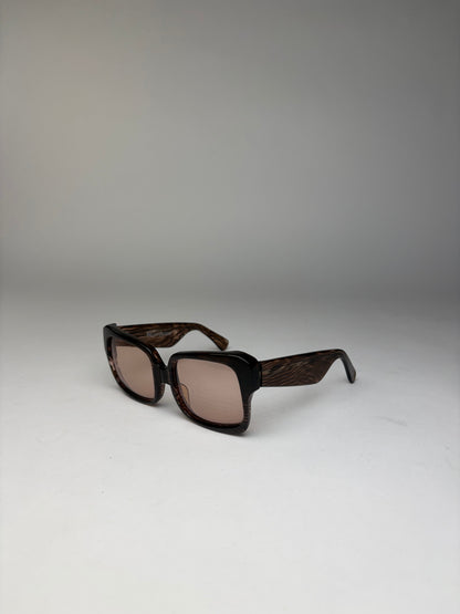 Vintage Yves Saint Laurent Chunky Acetate Sunglasses Late 1990s Brown Pink