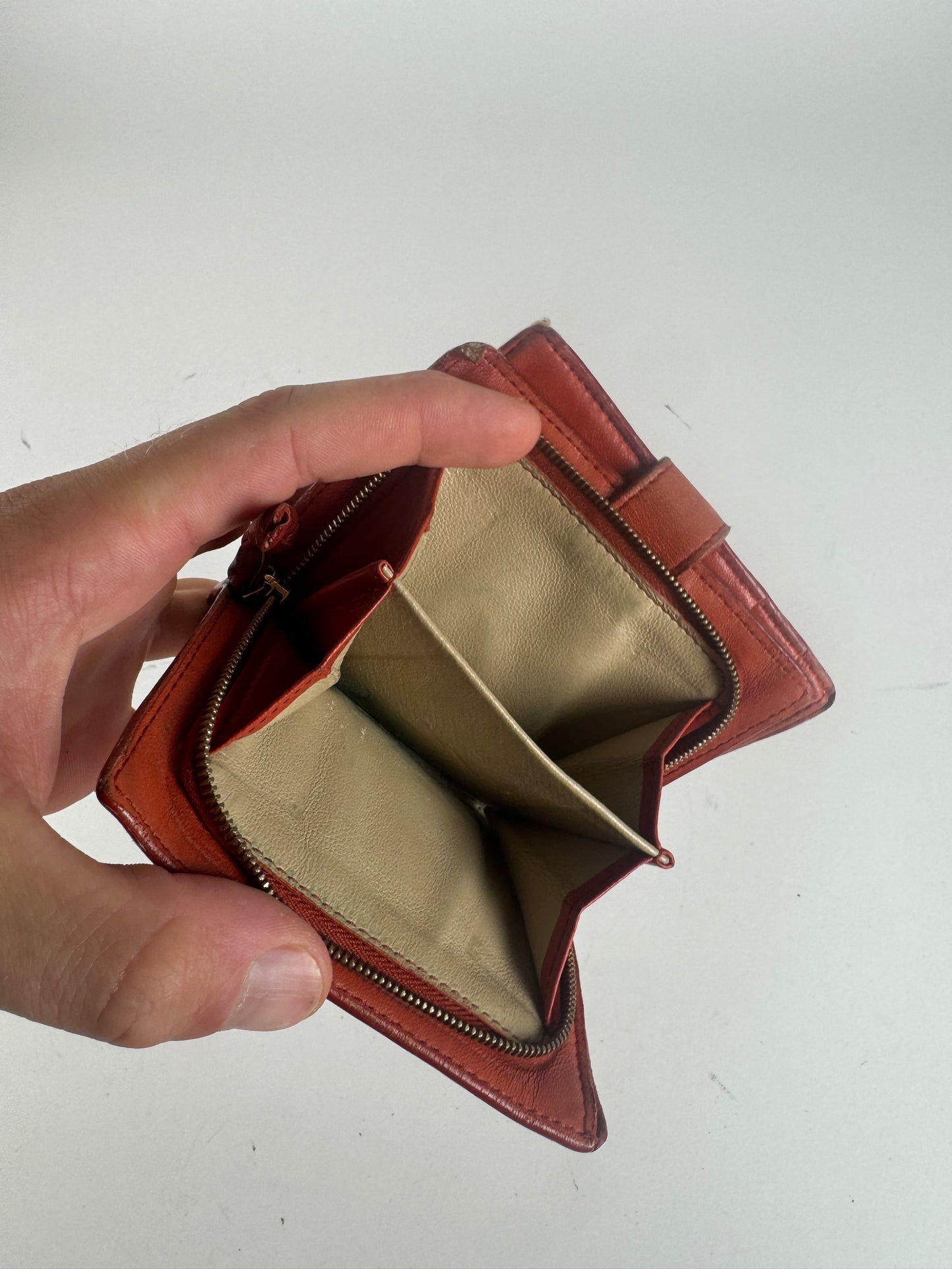 Vintage Bottega Veneta Intrecciato Leather wallet Orange