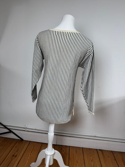 Vintage Yves Saint Laurent Striped Wool Sweater 36/S Navy beige