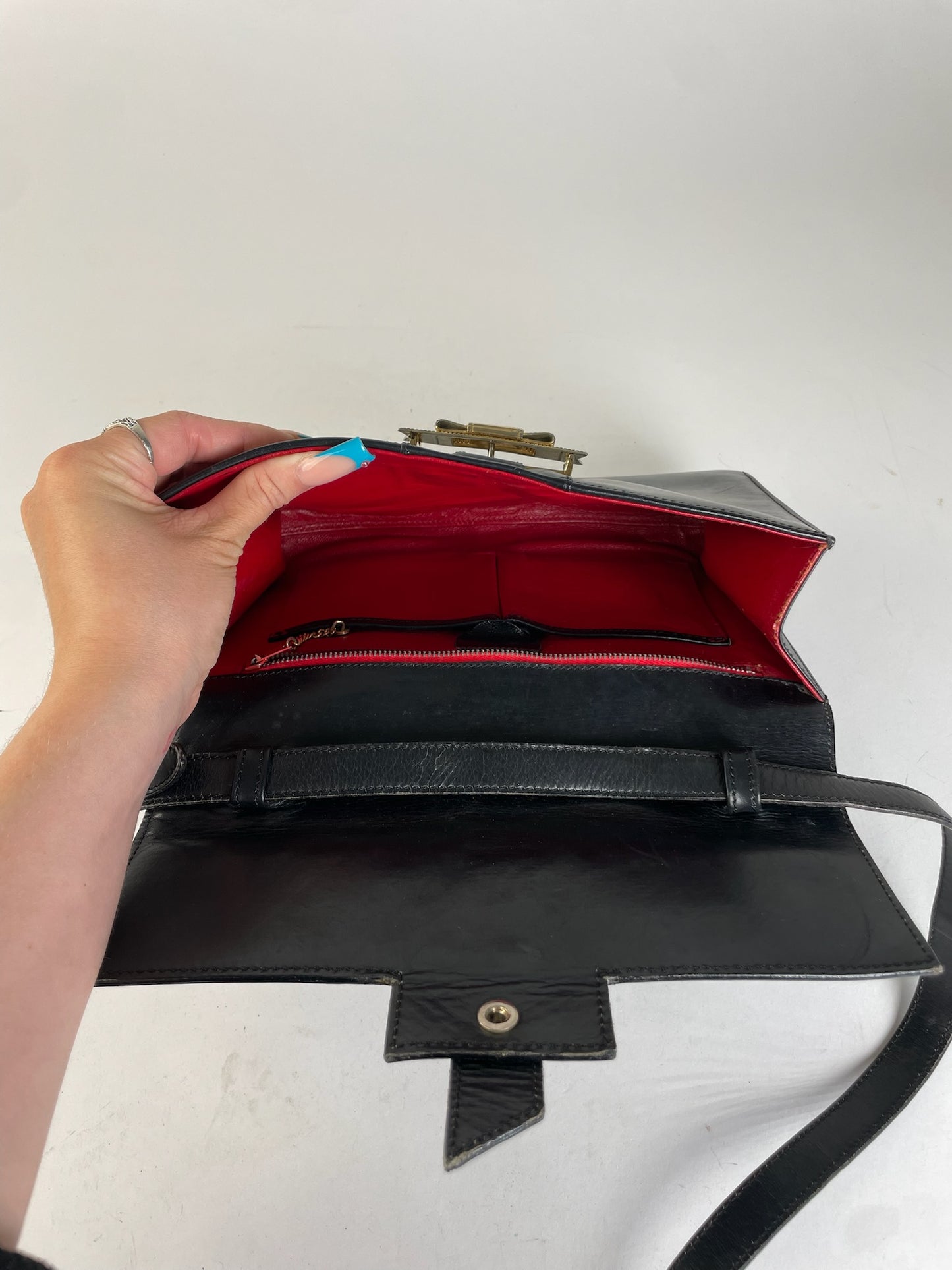 Celine Classic Shoulder Bag Black Leather Gold Detail