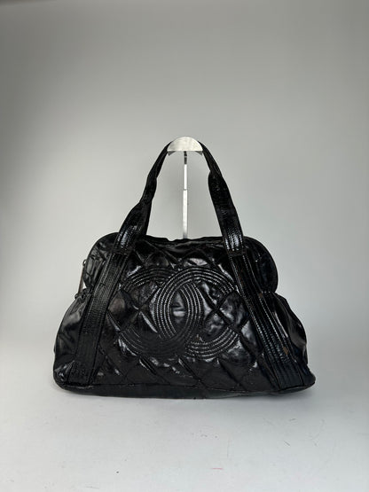 Vintage Chanel Patent Leather Bowling Bag Black