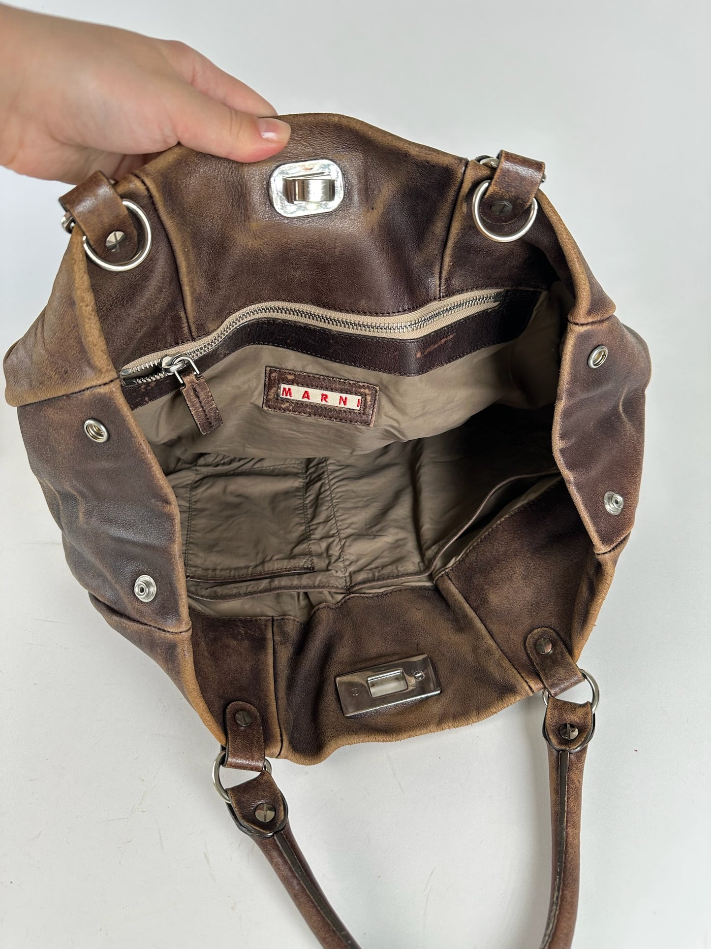 Vintage Marni Leather Shopper bag brown