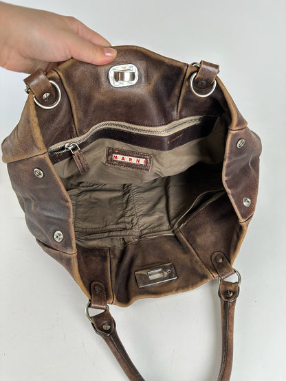 Vintage Marni Leather Shopper bag brown