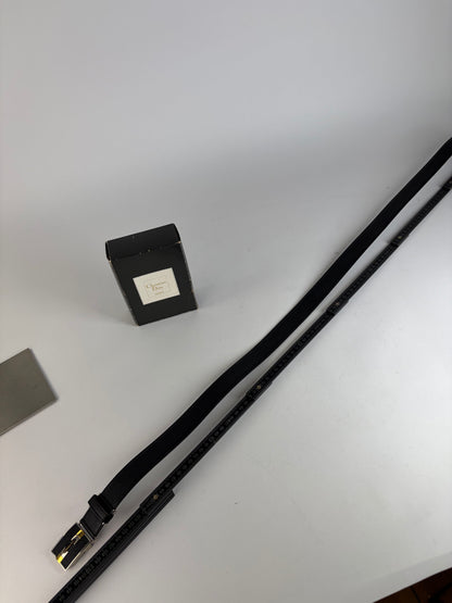 Vintage Dior Textured Leather Belt c. Early 1990s Black Gold