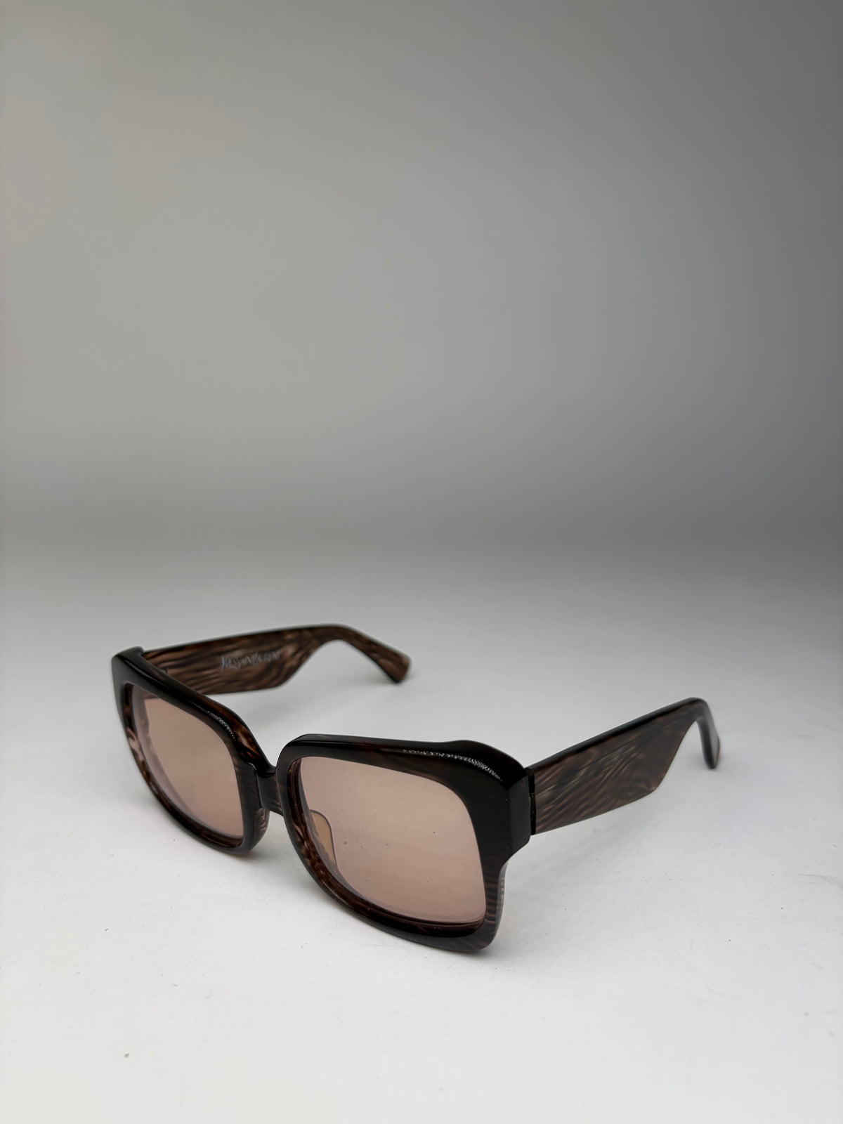 Vintage Yves Saint Laurent Chunky Acetate Sunglasses Late 1990s Brown Pink