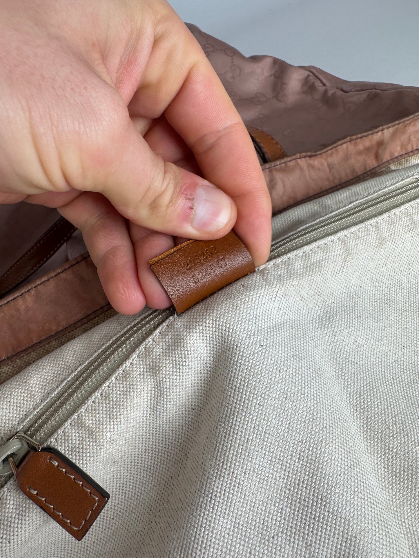 Vintage Gucci Monogram Tote Bag Pink Brown