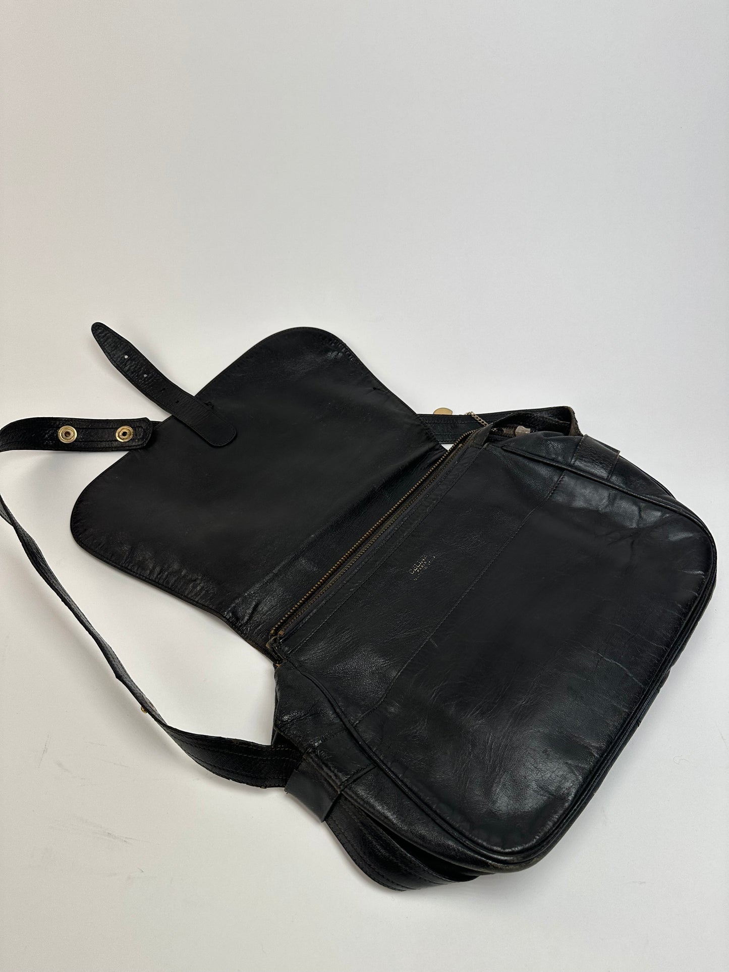 Vintage Celine Paris Multiway Leather Handbag Black
