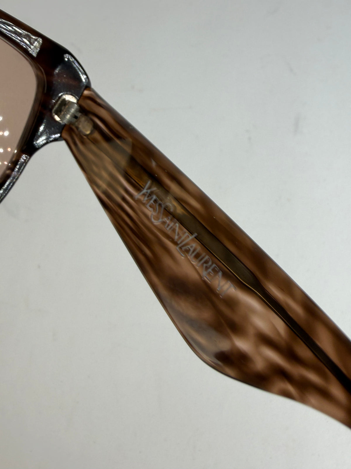 Vintage Yves Saint Laurent Chunky Acetate Sunglasses Late 1990s Brown Pink