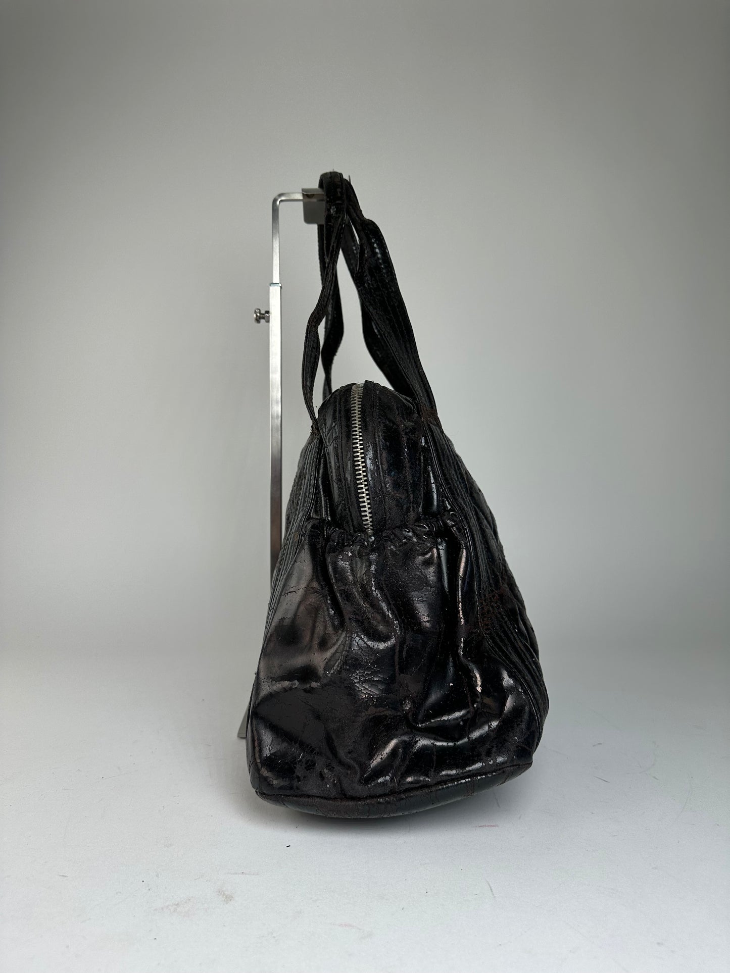 Vintage Chanel Patent Leather Bowling Bag Black