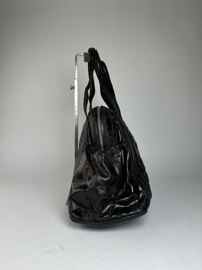 Vintage Chanel Patent Leather Bowling Bag Black