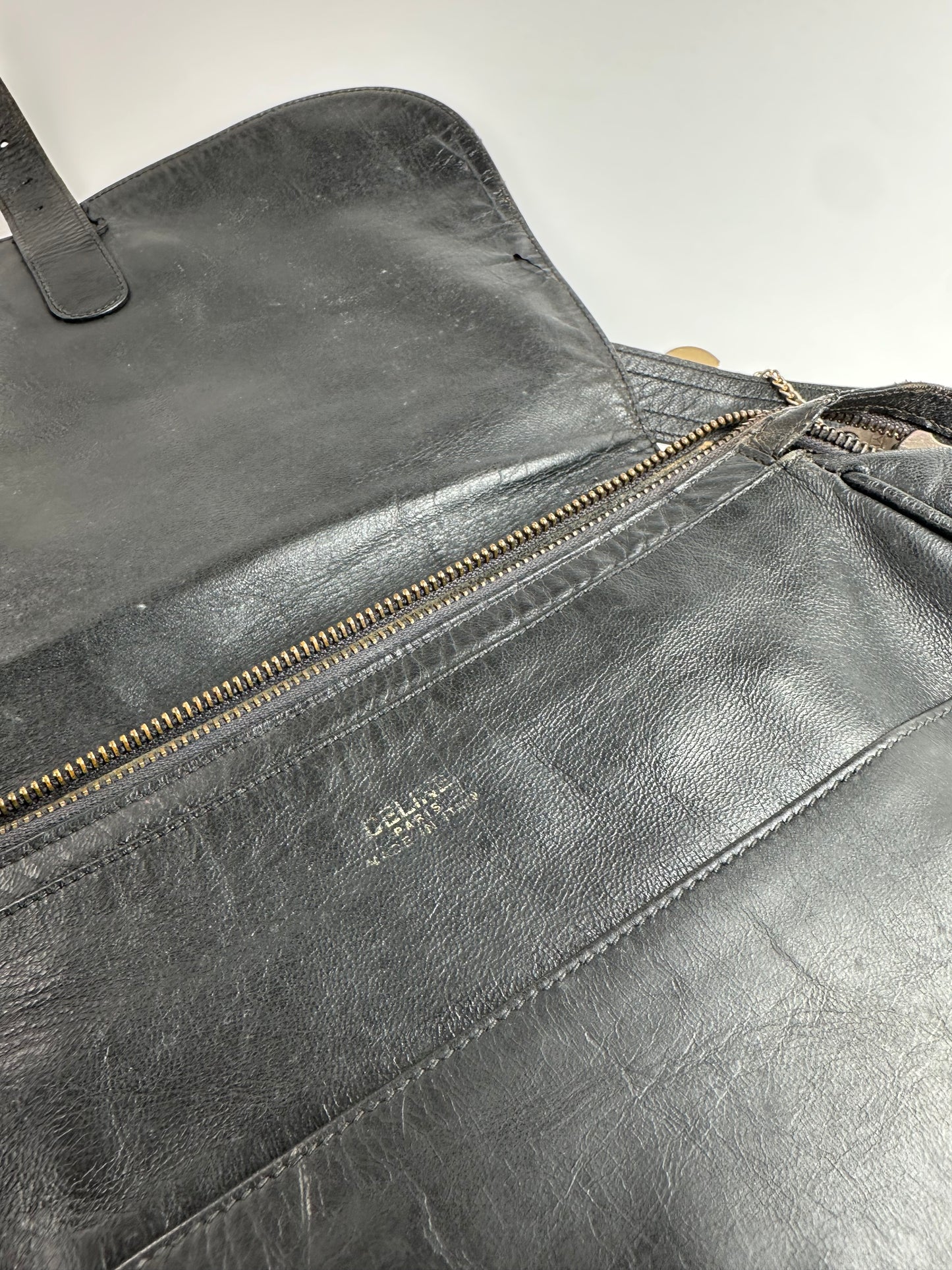 Vintage Celine Paris Multiway Leather Handbag Black