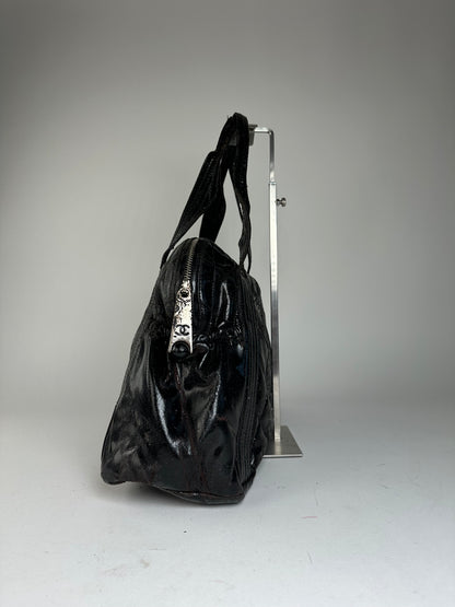 Vintage Chanel Patent Leather Bowling Bag Black