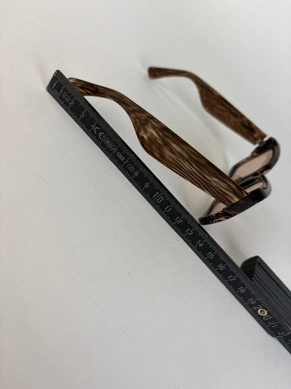 Vintage Yves Saint Laurent Chunky Acetate Sunglasses Late 1990s Brown Pink