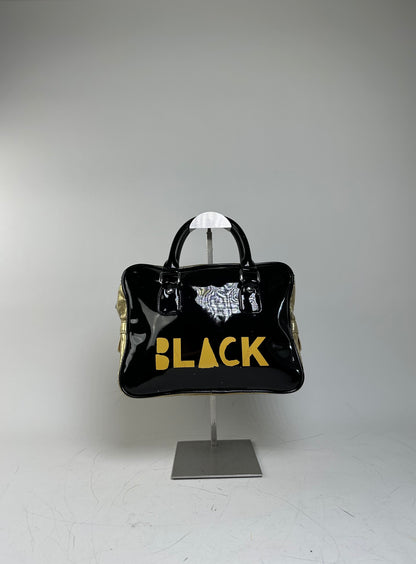 Vintage Comme des Garçons Patent Metallic Handbag Black Gold