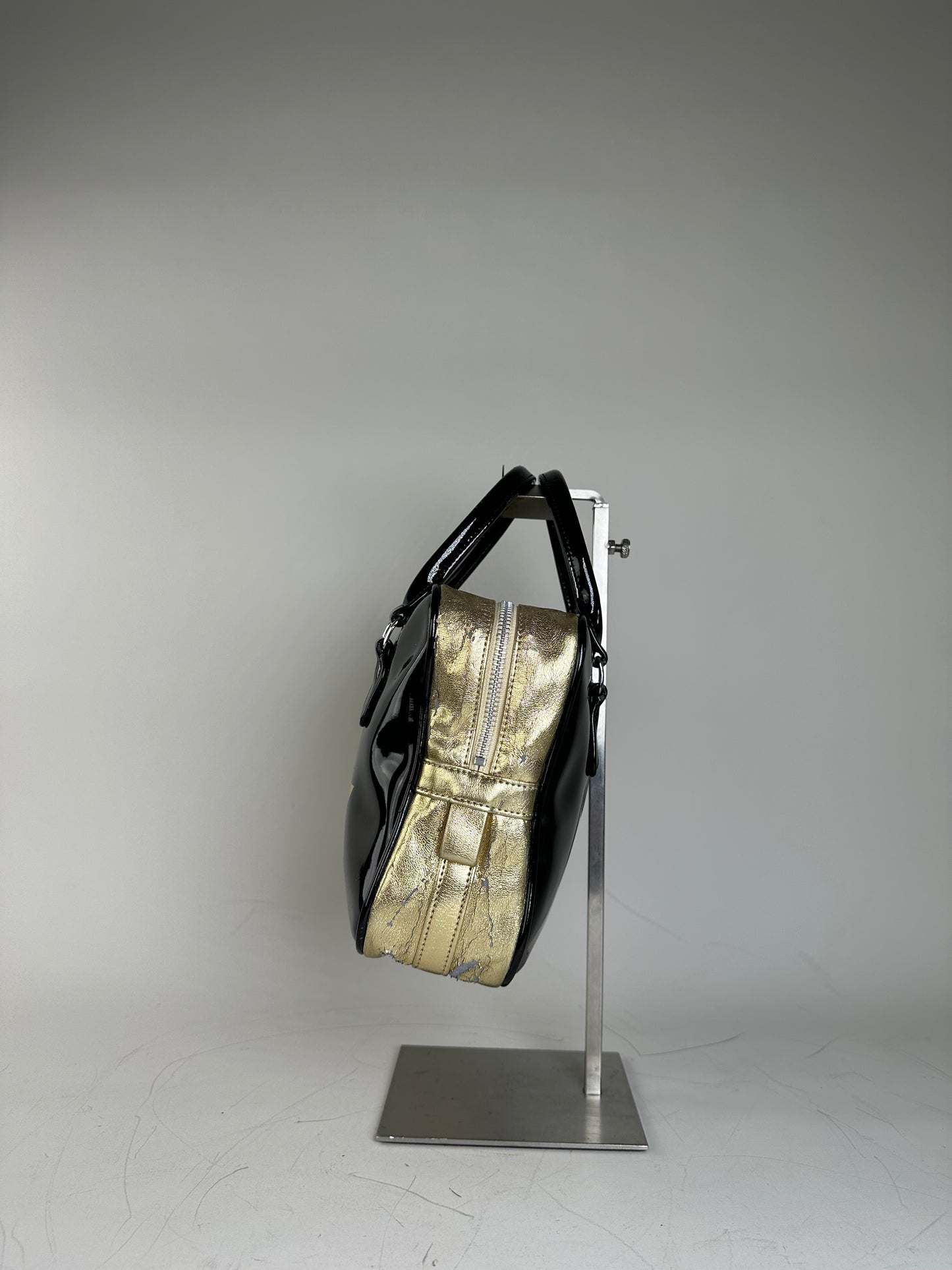 Vintage Comme des Garçons Patent Metallic Handbag Black Gold
