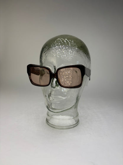 Vintage Yves Saint Laurent Chunky Acetate Sunglasses Late 1990s Brown Pink