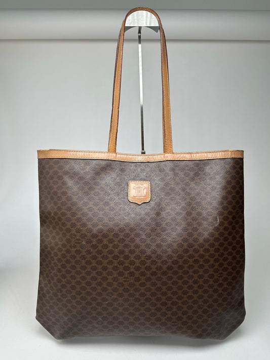 Vintage Celine Paris Big Bag leather monogram shopper brown