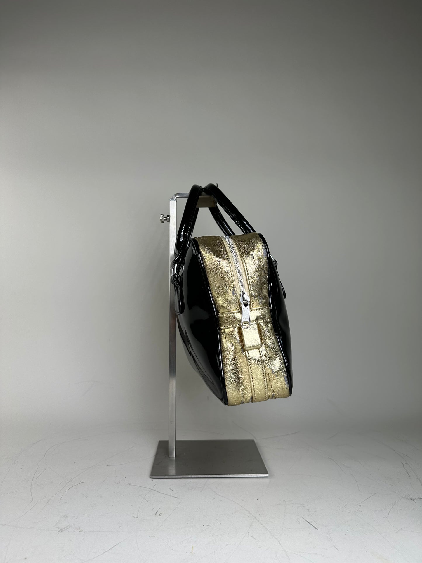 Vintage Comme des Garçons Patent Metallic Handbag Black Gold