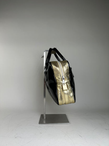 Vintage Comme des Garçons Patent Metallic Handbag Black Gold