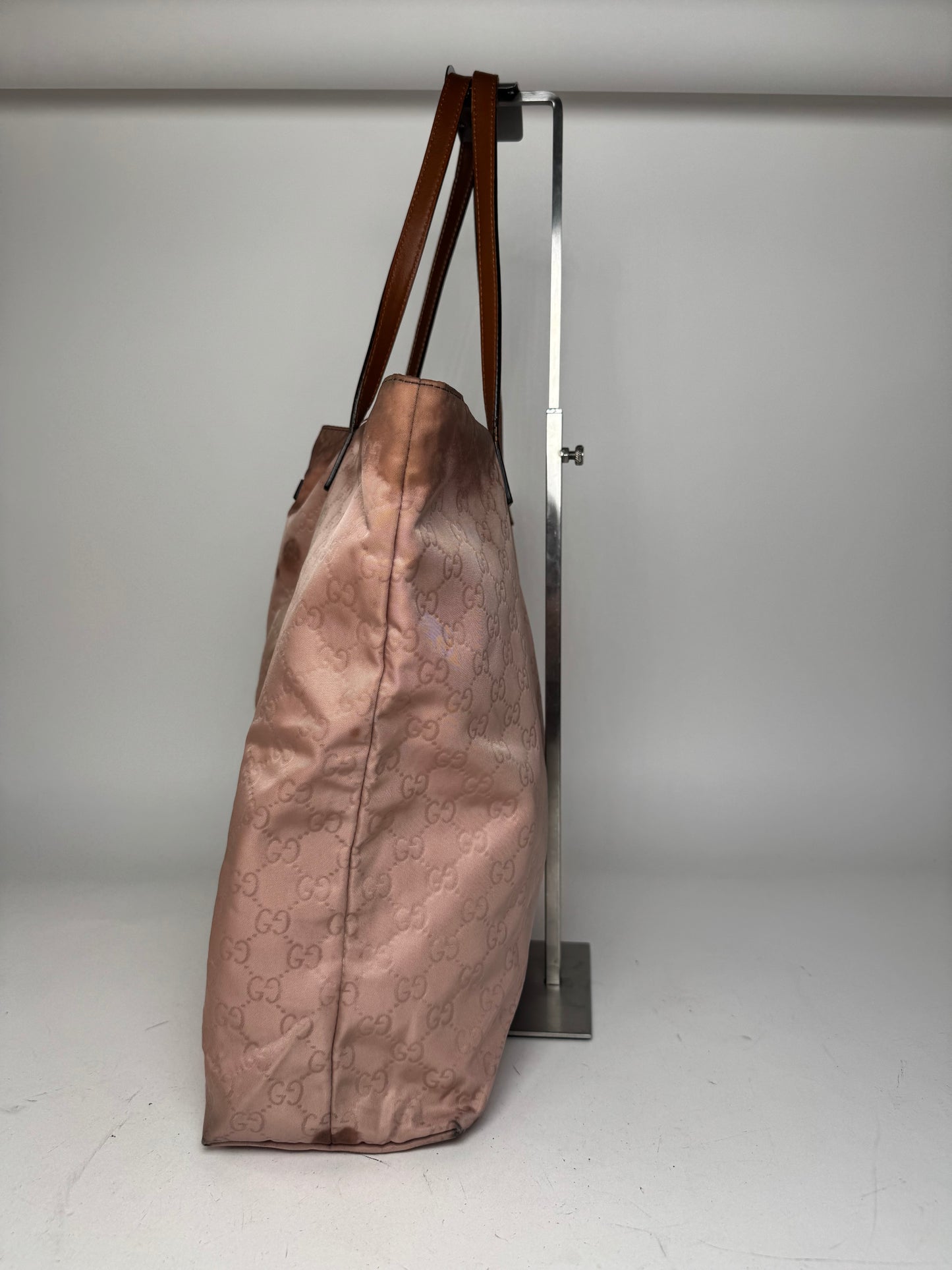 Vintage Gucci Monogram Tote Bag Pink Brown