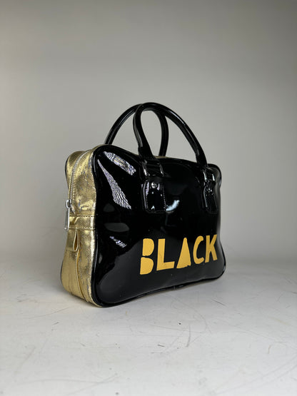 Vintage Comme des Garçons Patent Metallic Handbag Black Gold