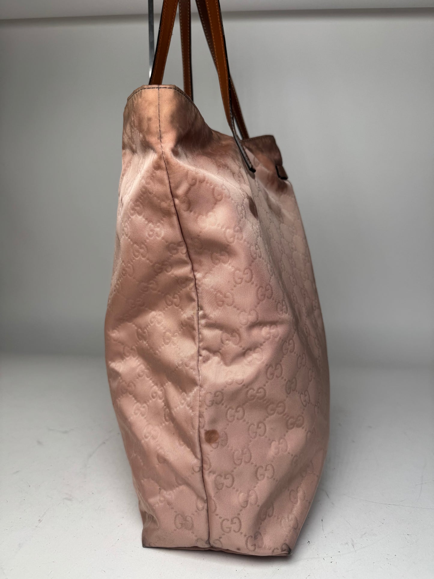 Vintage Gucci Monogram Tote Bag Pink Brown