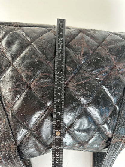 Vintage Chanel Patent Leather Bowling Bag Black