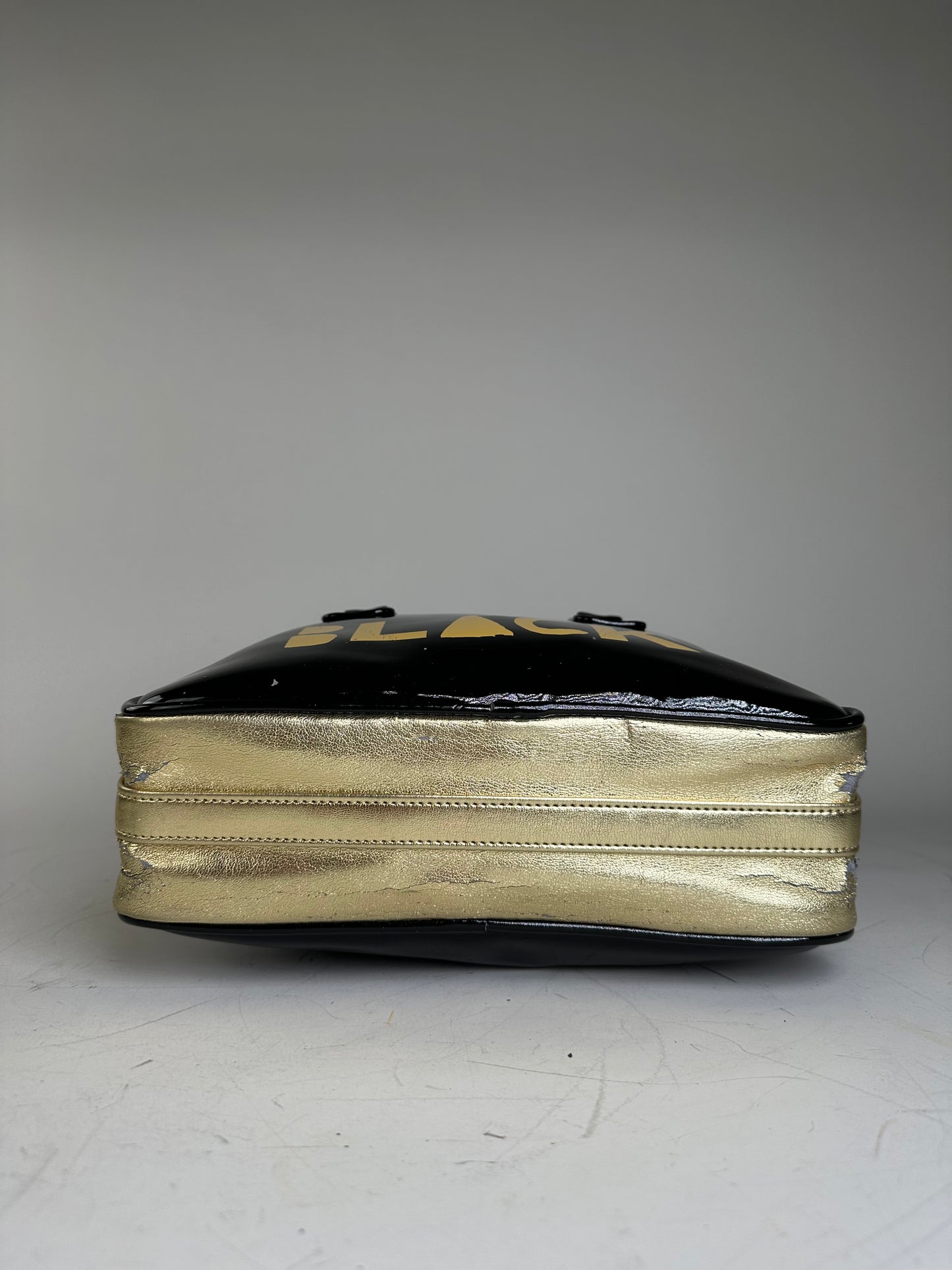 Vintage Comme des Garçons Patent Metallic Handbag Black Gold