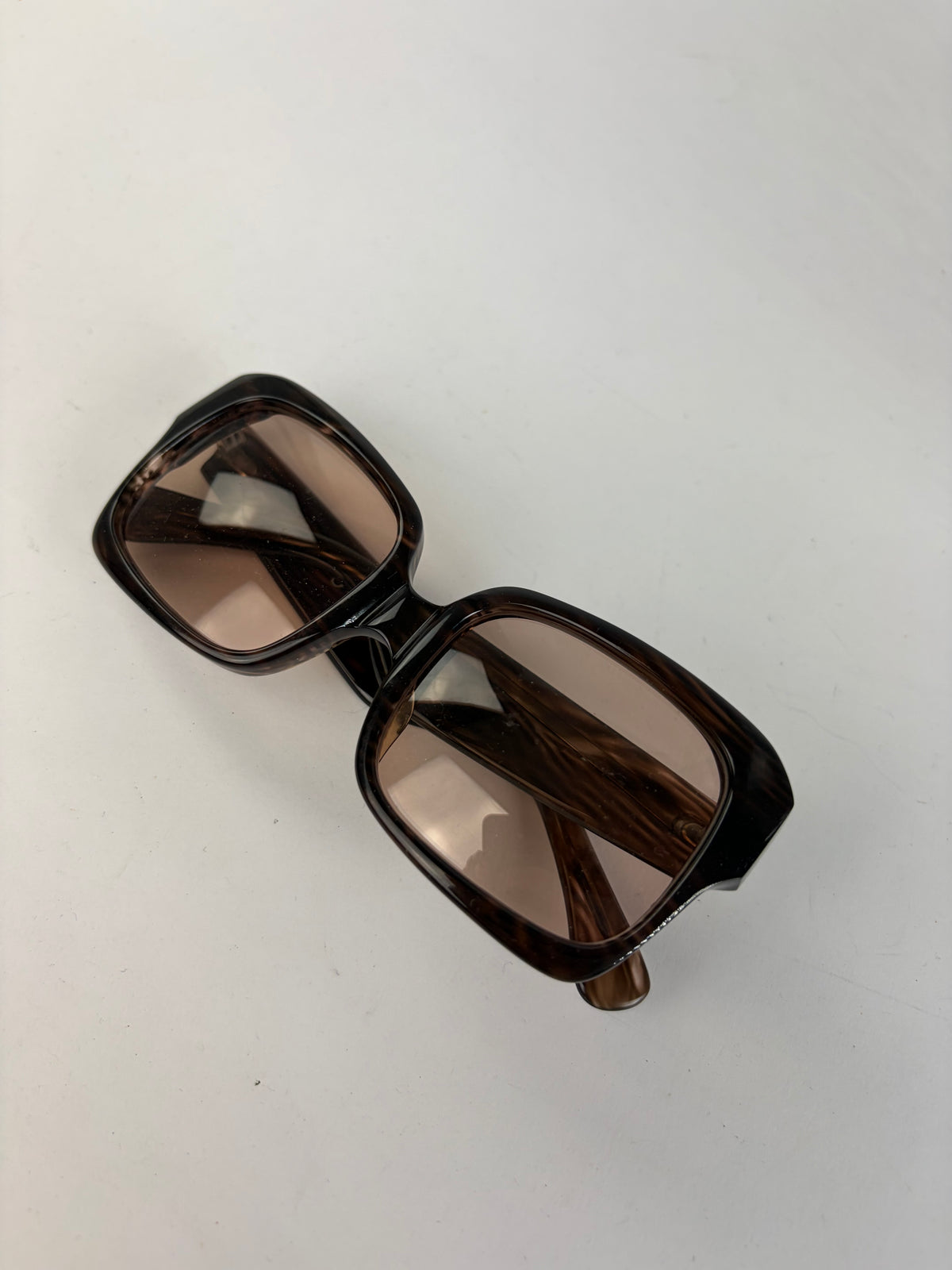 Vintage Yves Saint Laurent Chunky Acetate Sunglasses Late 1990s Brown Pink