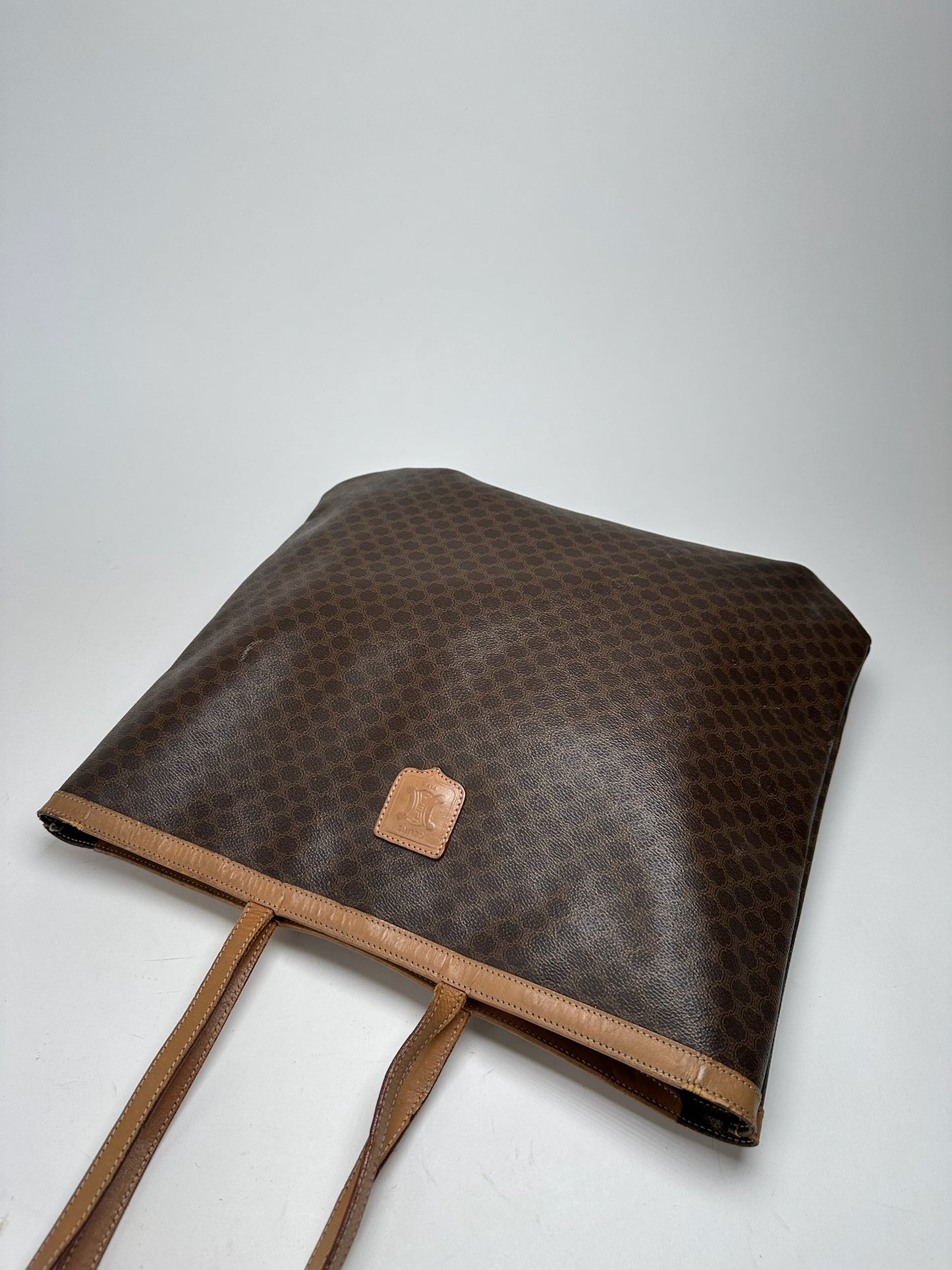 Vintage Celine Paris Big Bag leather monogram shopper brown