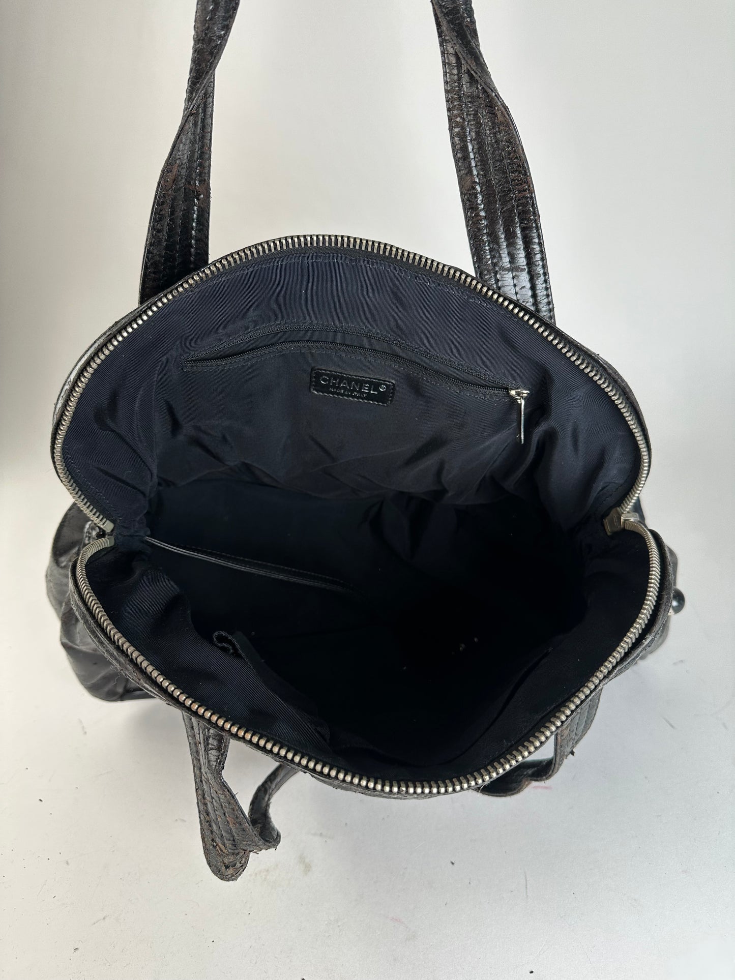 Vintage Chanel Patent Leather Bowling Bag Black