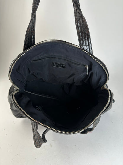Vintage Chanel Patent Leather Bowling Bag Black