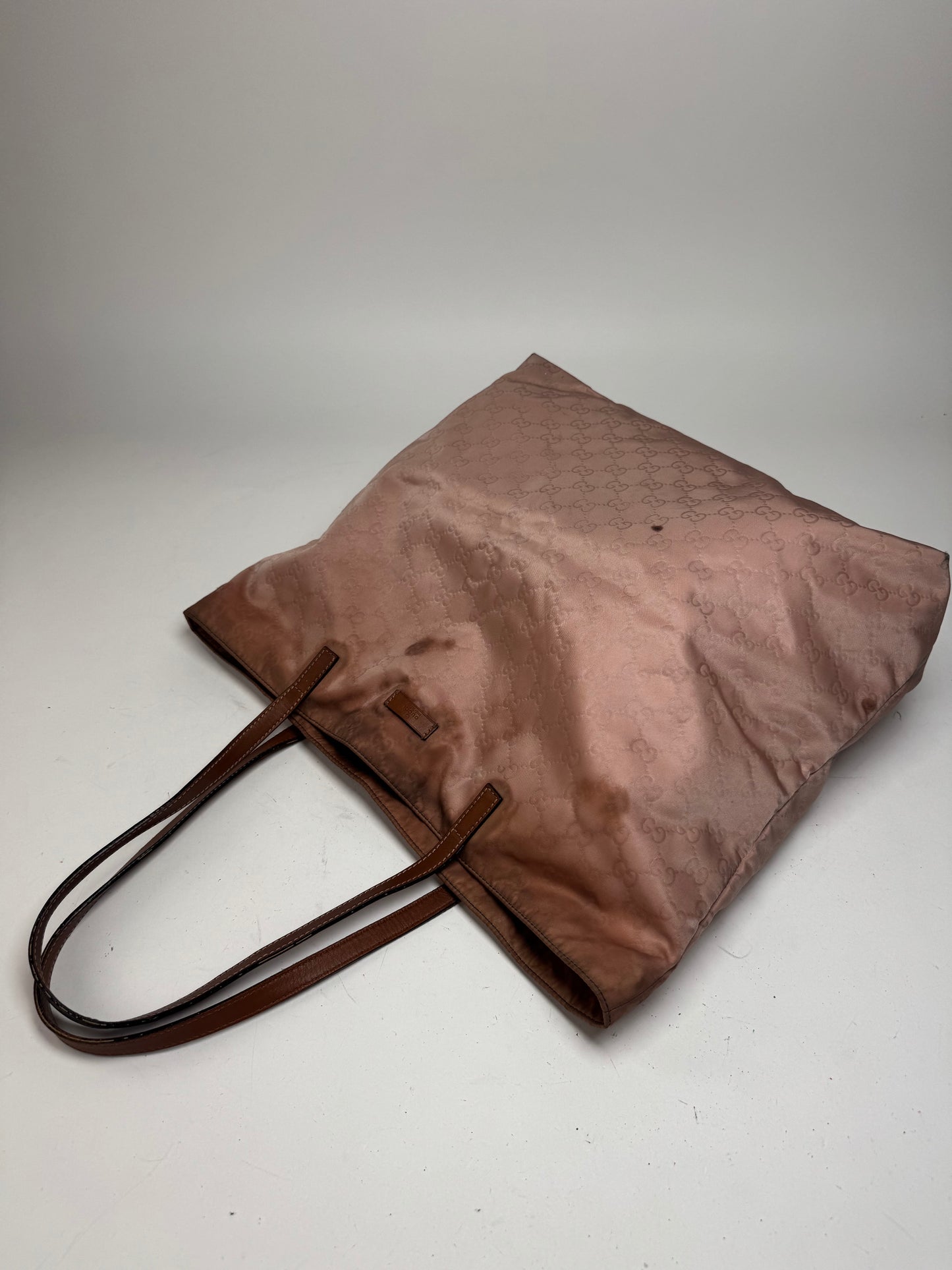 Vintage Gucci Monogram Tote Bag Pink Brown